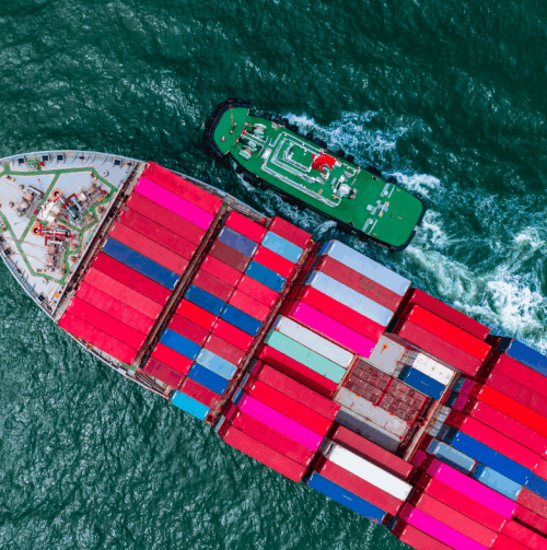 Cargo Ship depicting the global supply chain